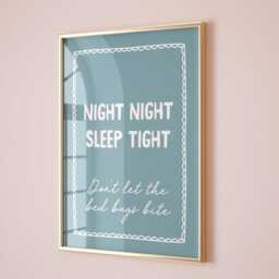 Night Sleep Tight Art Print Funny Teal Bedroom Decor - thumbnail 2