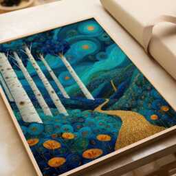 Gustav Klimt Landscape Wall Art, Abstract Poster, Painting, Japandi Trendy Forest Living Room Decor - thumbnail 3