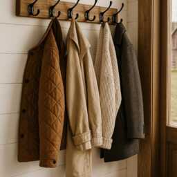 Handmade Wooden Coat & Hat Rack Entryhall Organizer - Waxed Rack- Many Shades/Sizes -Custom Sizes Black Hooks- Bathroom Hangers - thumbnail 2