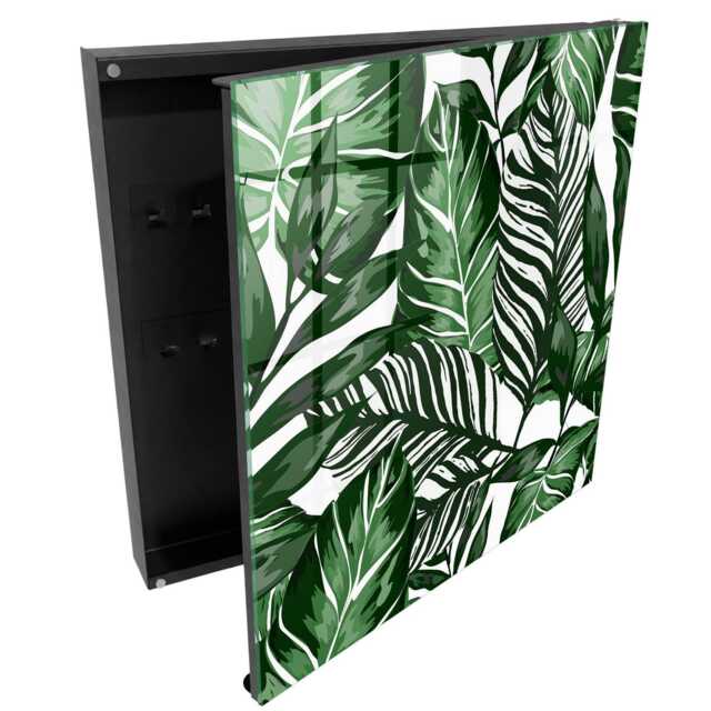 Plant Patterns Key Cabinet For Home, Green Box Wall, Illustrative Flowers & Plants, Nature Lovers - image 1