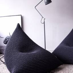 Hand-Knitted Cotton Cord Bean Bag Chair Adult Lounger Pouffe - thumbnail 2