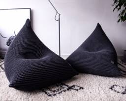 Hand-Knitted Cotton Cord Bean Bag Chair Adult Lounger Pouffe