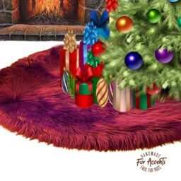 Handmade Faux Fur Christmas Tree Skirt - Plush Shag, Black, White, Red, Green - thumbnail 2