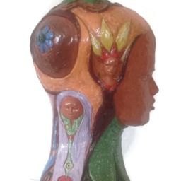Figurative Art Ceramic Sculpture Female Garden Candy Bowl - thumbnail 2