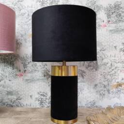Black Lampshade in Velvet With Gold Lining, Large Plain Ceiling Lightshade - thumbnail 3