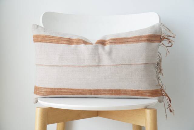 Gray Neutral Tribal Hemp Hand Woven Natural Dye Color Lumbar Pillow Cover - image 1