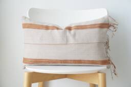 Gray Neutral Tribal Hemp Hand Woven Natural Dye Color Lumbar Pillow Cover - thumbnail 1
