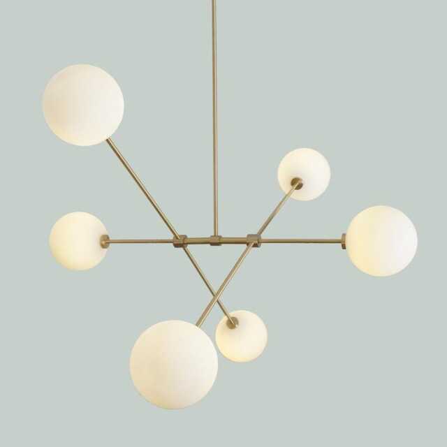 Mid Century Sputnik Chandelier - 6-Globe Raw Brass Pendant Light - image 1