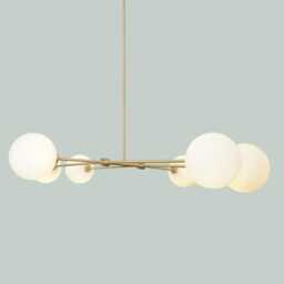 Mid Century Sputnik Chandelier - 6-Globe Raw Brass Pendant Light - thumbnail 2