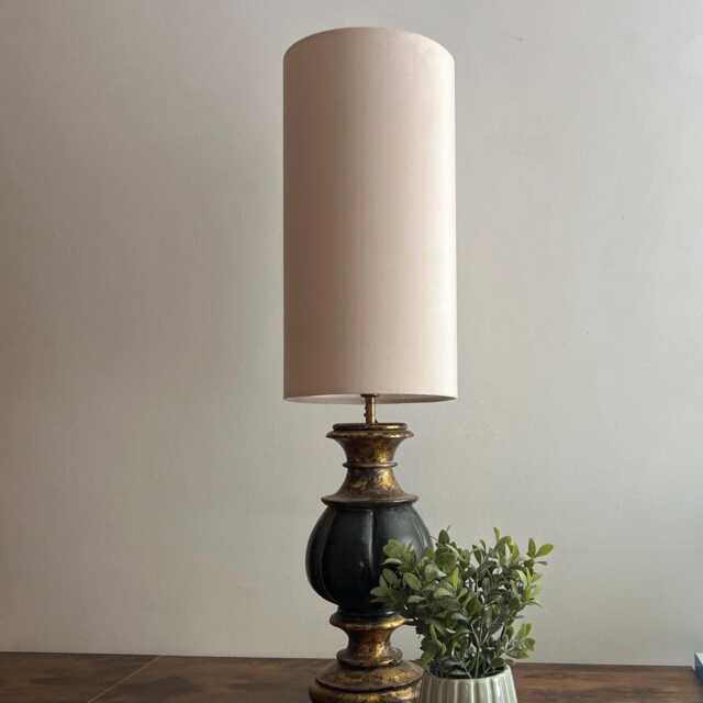 Cream Velvet Cylinder Lampshade, Extra Tall Lampshade Plain Cream Velvet - image 1