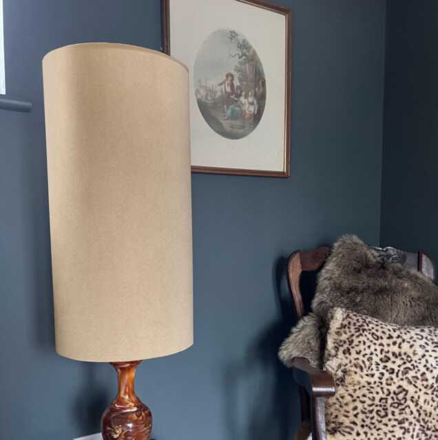 Cream Velvet Cylinder Lampshade, Extra Tall Lampshade Plain Cream Velvet - image 1