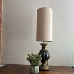 Cream Velvet Cylinder Lampshade, Extra Tall Lampshade Plain Cream Velvet - thumbnail 3