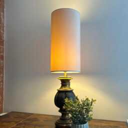 Cream Velvet Cylinder Lampshade, Extra Tall Lampshade Plain Cream Velvet - thumbnail 2