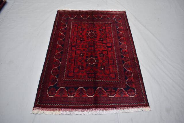 Handmade Wool Bokhara Rug Afghan Turkmen Oriental Carpet - 4.10 X 3.3 Ft - image 1