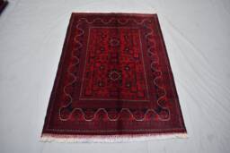 Handmade Wool Bokhara Rug Afghan Turkmen Oriental Carpet - 4.10 X 3.3 Ft - thumbnail 1