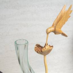 Flower Molten Glass Vase 9 Inch/22cm, Designer Vase, Balinese Driftwood, Home Decor, Room Housewarming, Birthday Gift - thumbnail 4