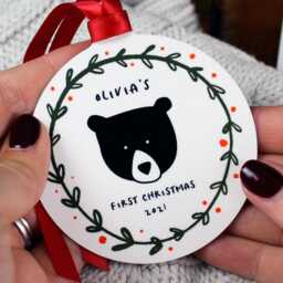 Botanical Bear Baby's 1st Christmas 2026 Tree Decoration - thumbnail 2