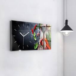 Vegetables Printed Clock, Multicolor Custom Wall Foods & Drinks Vertical Glass Clock - thumbnail 3