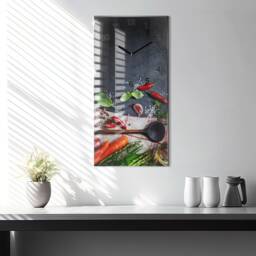 Vegetables Printed Clock, Multicolor Custom Wall Foods & Drinks Vertical Glass Clock - thumbnail 2