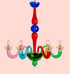 Arlecchino Chandelier With 5 Lights, in Murano Blown Glass & Spare Parts For Chandeliers Broken Piece, Like Rosette, Drops, Flowers