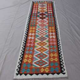 2'10x9'6 Ft Afghan Kilim Runner Rug, Geometric Natural Veg Dyes Wool Flatweave Boho Rug, Handwoven Tribal Kitchen, Hallway - thumbnail 3