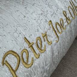 "Luxury Personalised Initial Embroidered Bolster Cushion 16""x6" - thumbnail 3