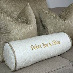 "Luxury Personalised Initial Embroidered Bolster Cushion 16""x6" - thumbnail 1