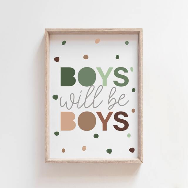 Boys Will Be Boys, Nursery Prints, Bedroom Playroom Wall Art, Decor, Quotes, Jungle - image 1