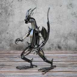 Recycled Metal Dragon Sculpture, Handmade Industrial Art, Iron Anniversary Art - thumbnail 2