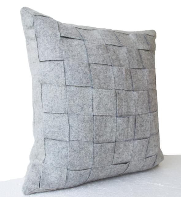Grey Felt Pillow, Wool Pillow Case, Throw Gray Weave Housewarming Gift, Gift For Mom, Dad, Couple - image 1