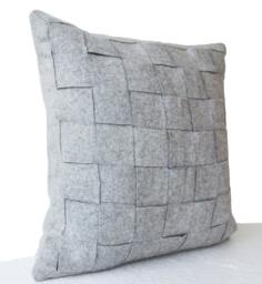 Grey Felt Pillow, Wool Pillow Case, Throw Gray Weave Housewarming Gift, Gift For Mom, Dad, Couple