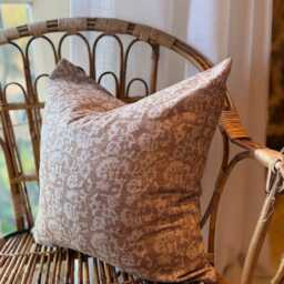 Floral Print Cushion With Duck Feather Insert 45x45cm, Farmhouse Cushion Cover, Country Style Cushions, Brown Floral Throw - thumbnail 2