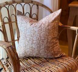 Floral Print Cushion With Duck Feather Insert 45x45cm, Farmhouse Cushion Cover, Country Style Cushions, Brown Floral Throw - thumbnail 1