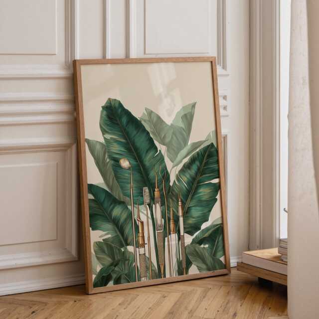 Dental Wall Art Print - Botanical Tools Illustration Modern Dentist Office D??cor Green Medical - image 1