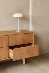 "Mid Century Sideboard, Tv Cabinet, Stand Oak Veneer 6 Drawers ""Crown"