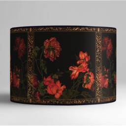 Vintage Floral Lampshade, Retro Flowers, Black & Gold Finish - thumbnail 3