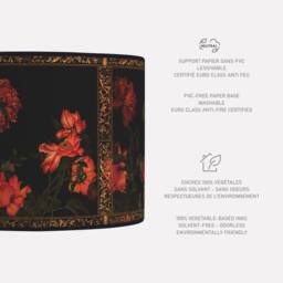 Vintage Floral Lampshade, Retro Flowers, Black & Gold Finish - thumbnail 2