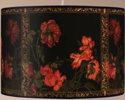 Vintage Floral Lampshade, Retro Flowers, Black & Gold Finish - thumbnail 1