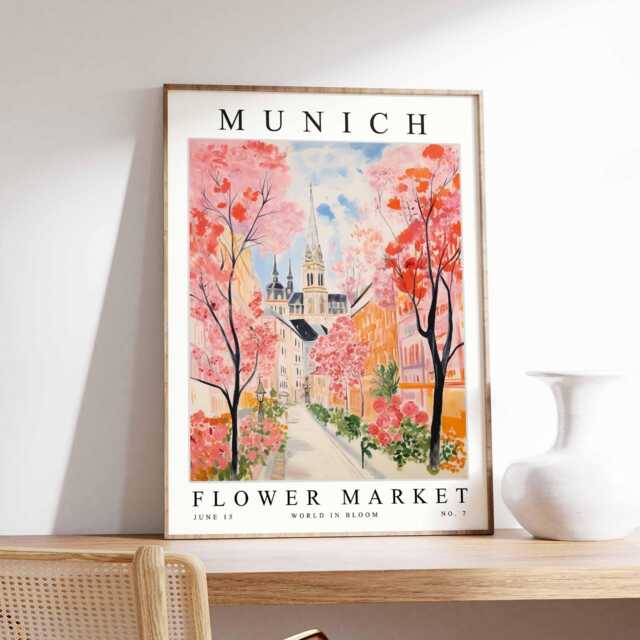 Munich Flower Market Poster Vibrant German Floral Wall Art - image 1