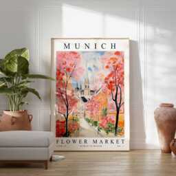 Munich Flower Market Poster Vibrant German Floral Wall Art - thumbnail 2