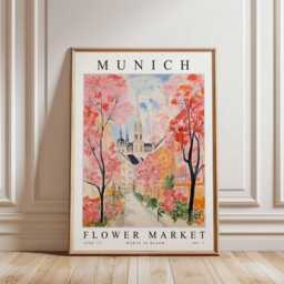 Munich Flower Market Poster Vibrant German Floral Wall Art - thumbnail 3