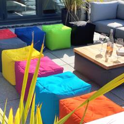 Beanbag Cube Water Resistant Bean Bag Garden Footstool Bean Bags For Indoors & Outdoors Ready Filled Outdoor Beanbags - thumbnail 1