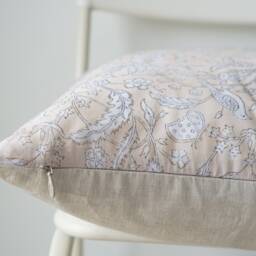"Block Print Pillow Cover Floral Batik, Natural Dyed - 20"" X 20" - thumbnail 3