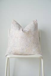 "Block Print Pillow Cover Floral Batik, Natural Dyed - 20"" X 20" - thumbnail 1