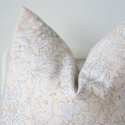 "Block Print Pillow Cover Floral Batik, Natural Dyed - 20"" X 20" - thumbnail 2