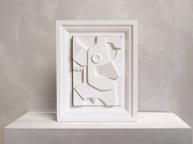 Geometric Plaster Sculpture Abstract Nature Wall Art, Wabi Sabi Decor - image 1