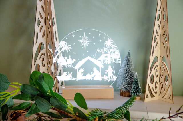 Nativity Scene Wooden Night Light, Christmas Decoration - image 1