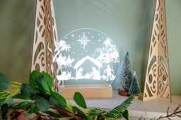 Nativity Scene Wooden Night Light, Christmas Decoration - thumbnail 1