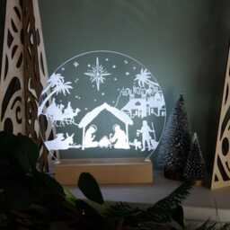 Nativity Scene Wooden Night Light, Christmas Decoration - thumbnail 2