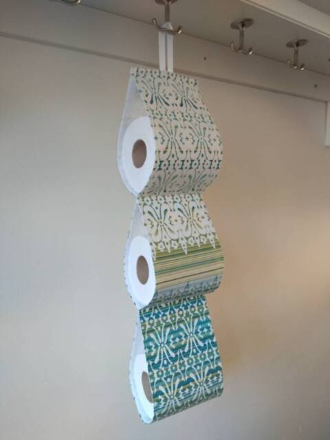 Green Ornament Print Fabric Toilet Paper Holder, Spare Space in Toilet, Fast For Use, Family Space, Kipling Calm Your Bath - image 1